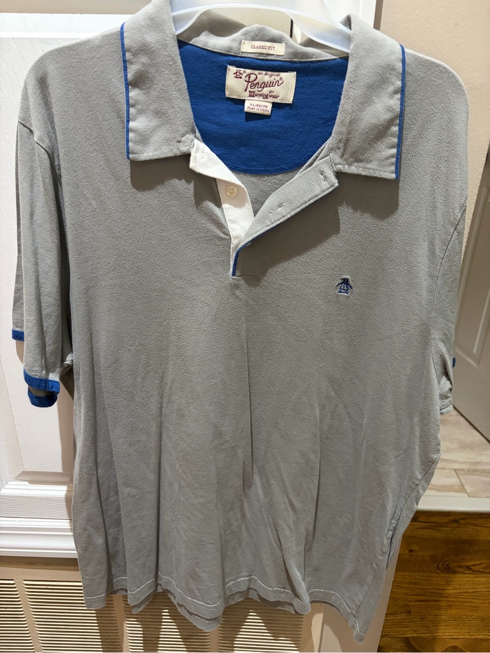 Original Penguin Grey Polo with Blue Trim